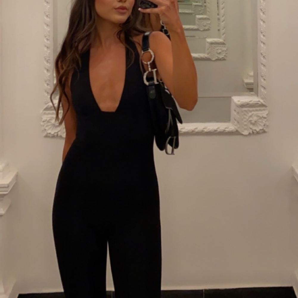 Oh Polly Sleek Black Halter Jumpsuit